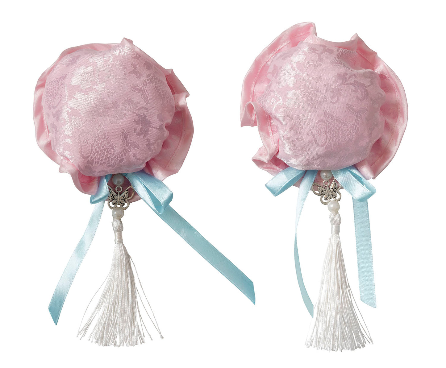 コスプレ小物 チャイナ チャイナお団子カバー リリパレ レディース フリーサイズ ホワイト/ピンク【クリアストーン】