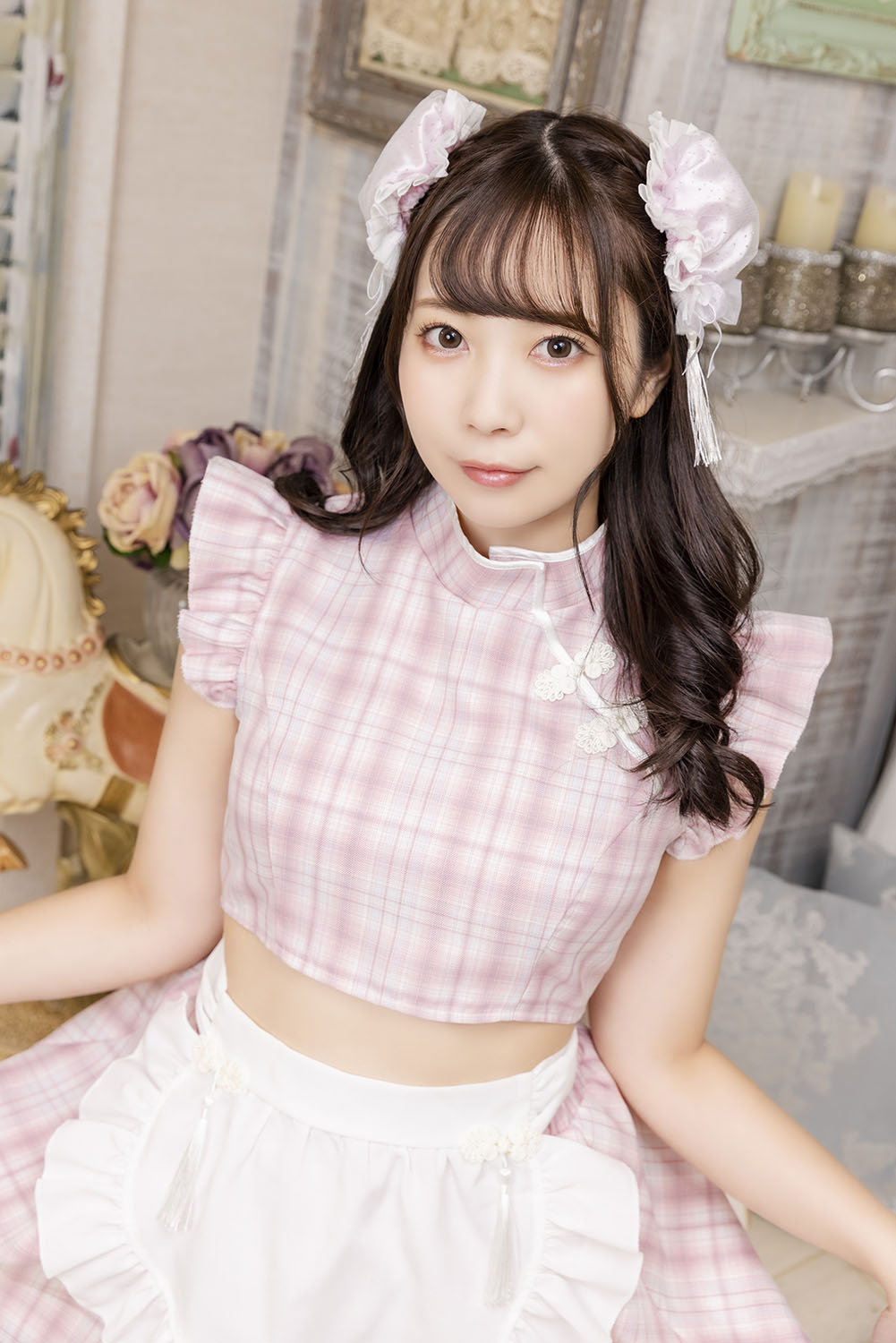 コスプレ小物 チャイナ シャイニーお団子カバー リリパレ レディース フリーサイズ ピンク【クリアストーン】