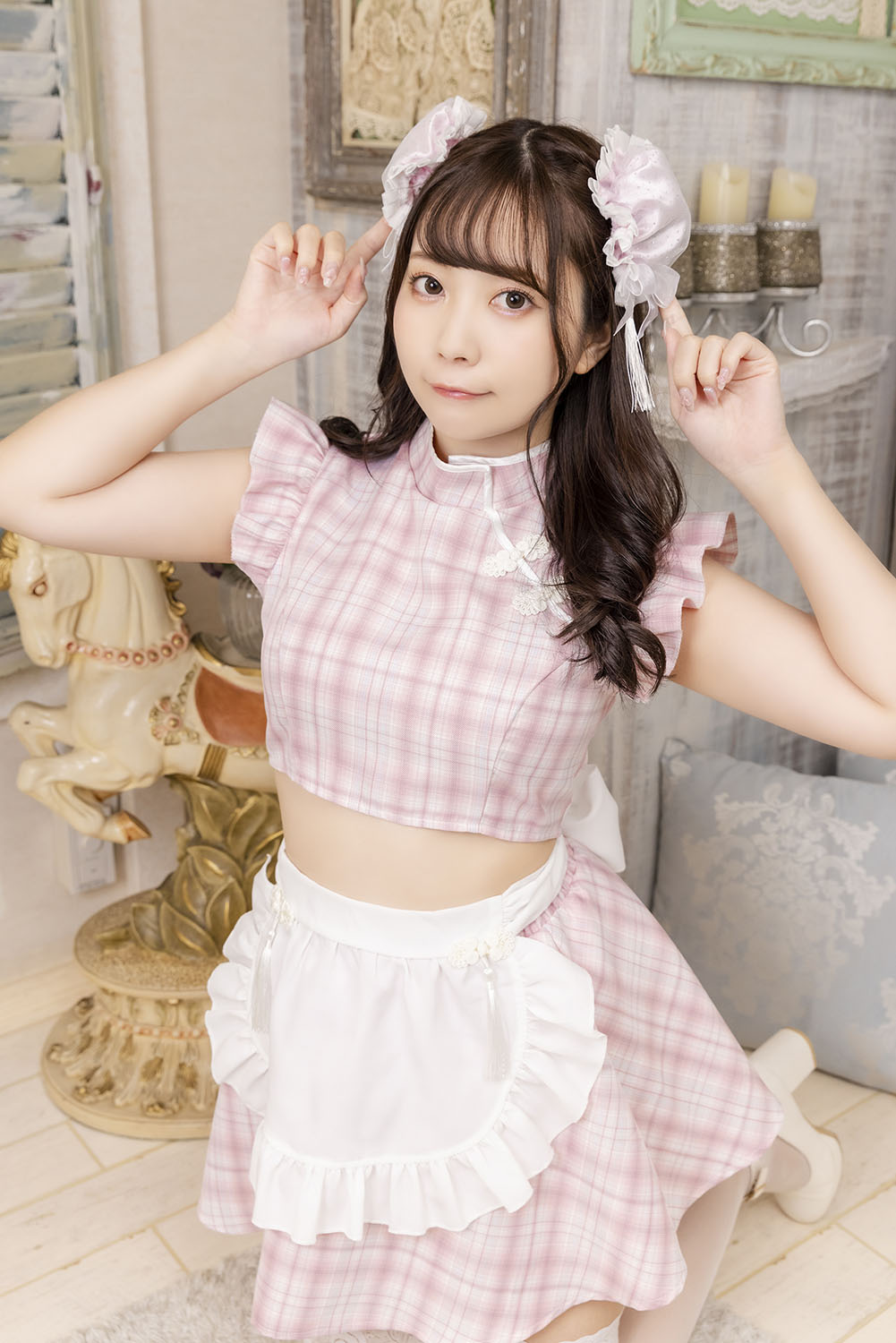 コスプレ小物 チャイナ シャイニーお団子カバー リリパレ レディース フリーサイズ ピンク【クリアストーン】