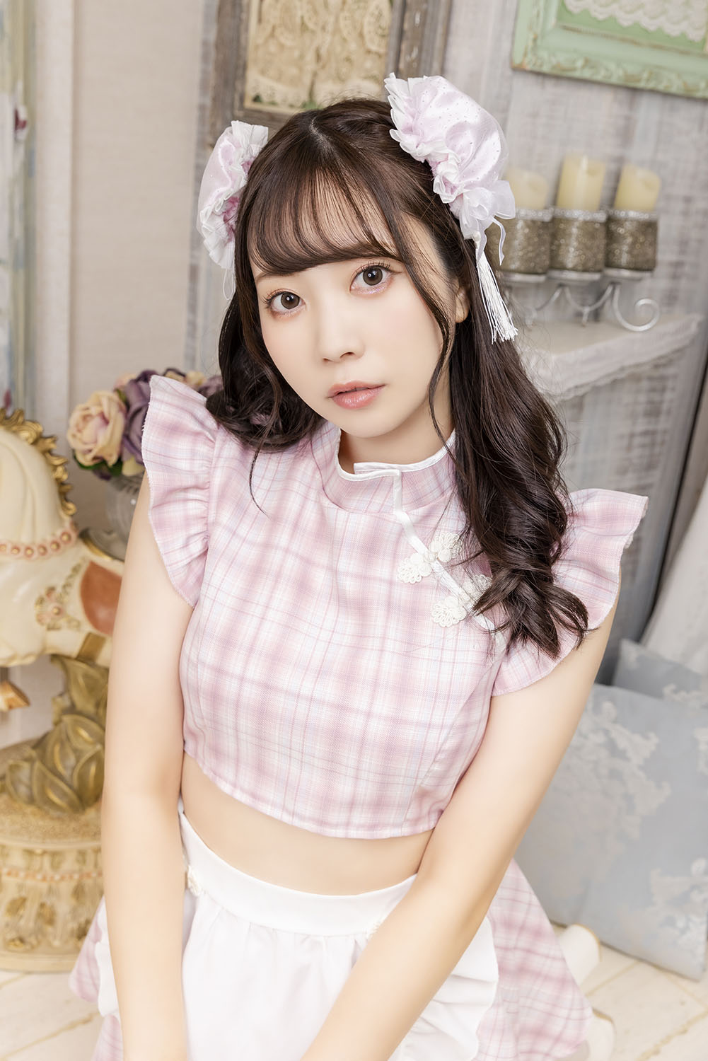 コスプレ小物 チャイナ シャイニーお団子カバー リリパレ レディース フリーサイズ ピンク【クリアストーン】