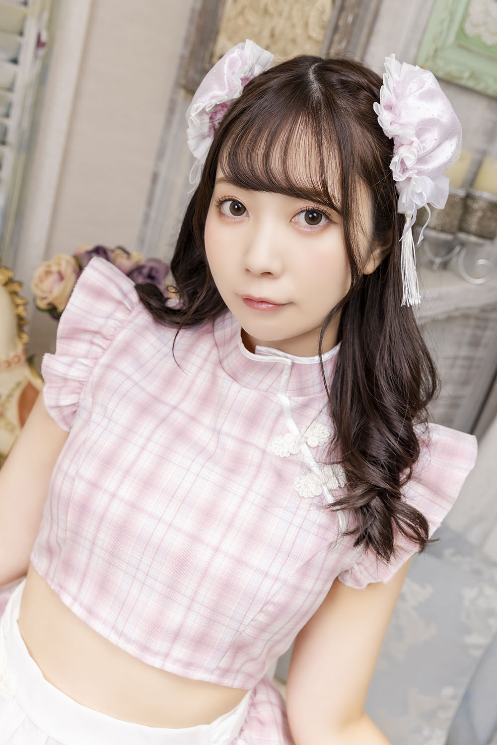 コスプレ小物 チャイナ シャイニーお団子カバー リリパレ レディース フリーサイズ ピンク【クリアストーン】