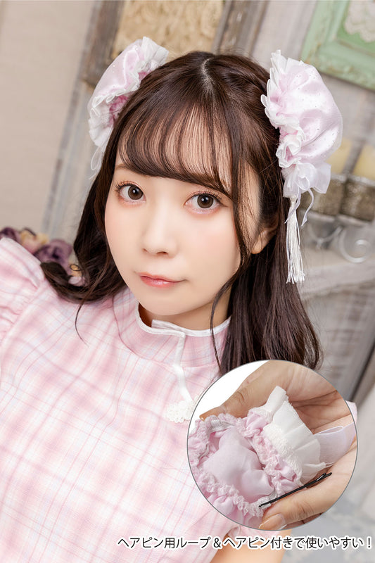 コスプレ小物 チャイナ シャイニーお団子カバー リリパレ レディース フリーサイズ ピンク【クリアストーン】
