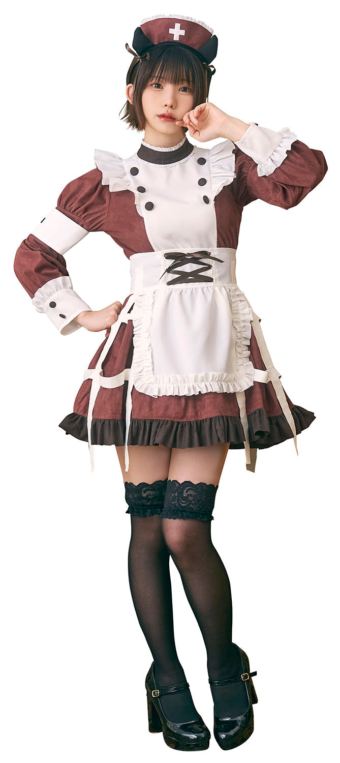 《えなこちゃん着用》コスプレ ハロウィン 悪魔 ナース ダスティコンフィ デビルナース レディース フリーサイズ レッド【クリアストーン】