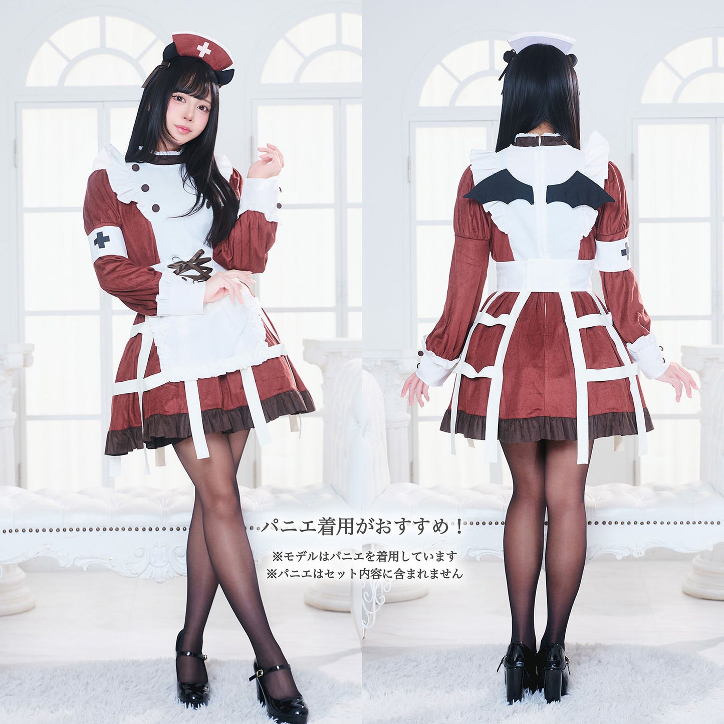 コスプレ ハロウィン 悪魔 ナース ダスティコンフィ デビルナース レディース フリーサイズ レッド【クリアストーン】♡