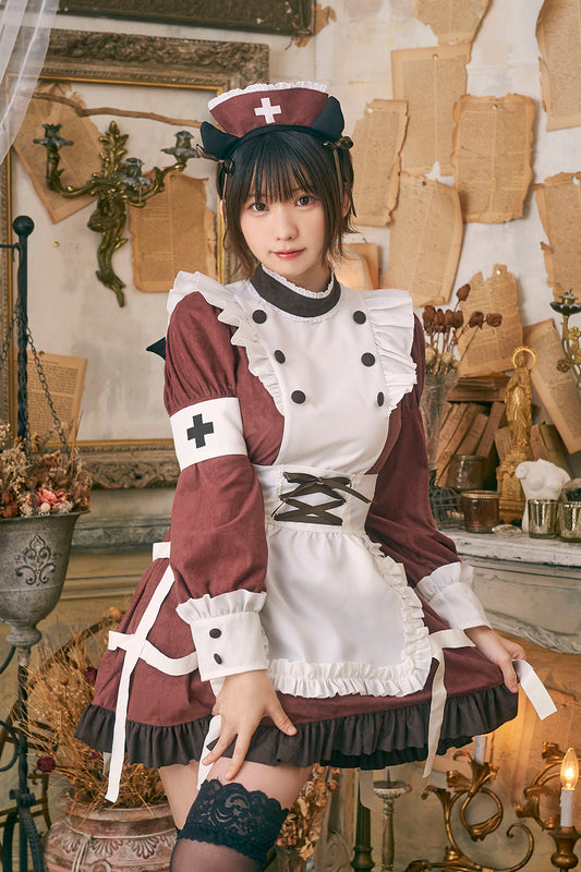 《えなこちゃん着用》コスプレ ハロウィン 悪魔 ナース ダスティコンフィ デビルナース レディース フリーサイズ レッド【クリアストーン】