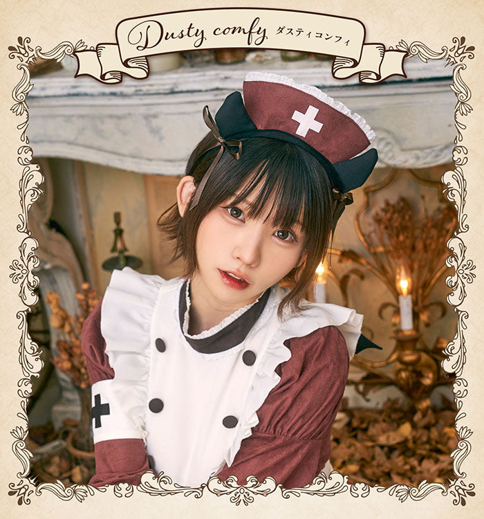 《えなこちゃん着用》コスプレ ハロウィン 悪魔 ナース ダスティコンフィ デビルナース レディース フリーサイズ レッド【クリアストーン】