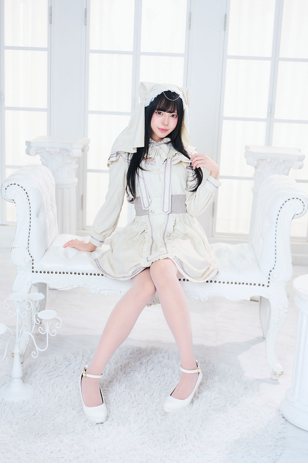 コスプレ ハロウィン ねこ シスター ダスティコンフィ ネコシスター レディース フリーサイズ アイボリー【クリアストーン】♡