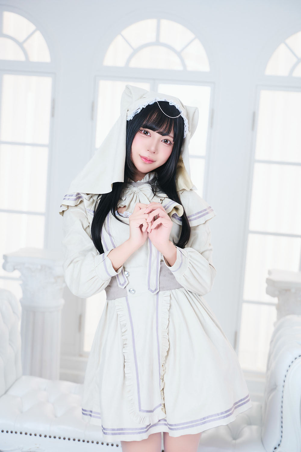 コスプレ ハロウィン ねこ シスター ダスティコンフィ ネコシスター レディース フリーサイズ アイボリー【クリアストーン】♡