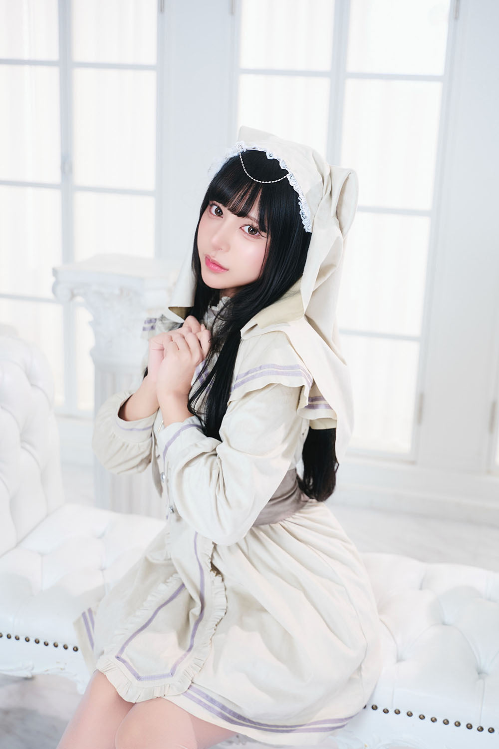 コスプレ ハロウィン ねこ シスター ダスティコンフィ ネコシスター レディース フリーサイズ アイボリー【クリアストーン】♡