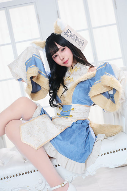 コスプレ ハロウィン 狐 キョンシー ダスティコンフィ キツネキョンシー レディース フリーサイズ ブルー/ピンク【クリアストーン】♡