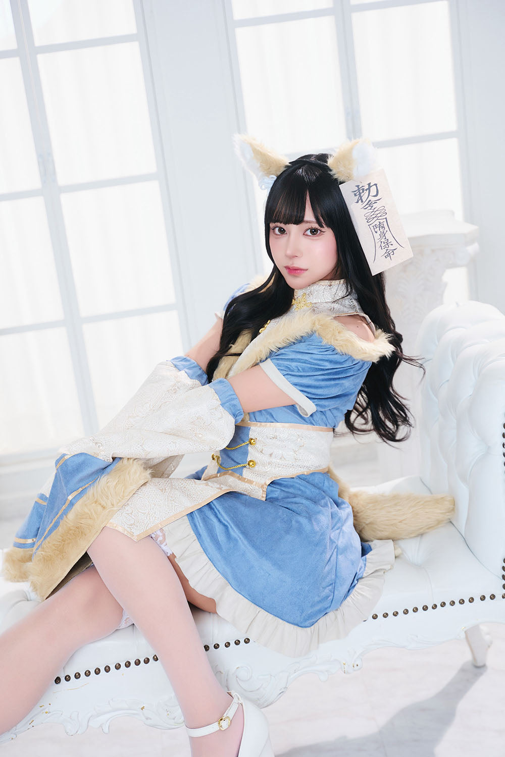 コスプレ ハロウィン 狐 キョンシー ダスティコンフィ キツネキョンシー レディース フリーサイズ ブルー/ピンク【クリアストーン】♡