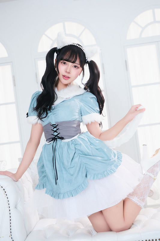 コスプレ ハロウィン アニマル ねこ ダスティコンフィ キティ レディース フリーサイズ ブルー【クリアストーン】