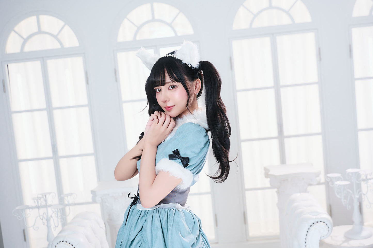 コスプレ ハロウィン アニマル ねこ ダスティコンフィ キティ レディース フリーサイズ ブルー【クリアストーン】