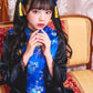 コスプレ ジュニア こども チャイナ COSCHU! チャイニーチャイナ 140～150cm ブラック レッド/ブルー【クリアストーン】