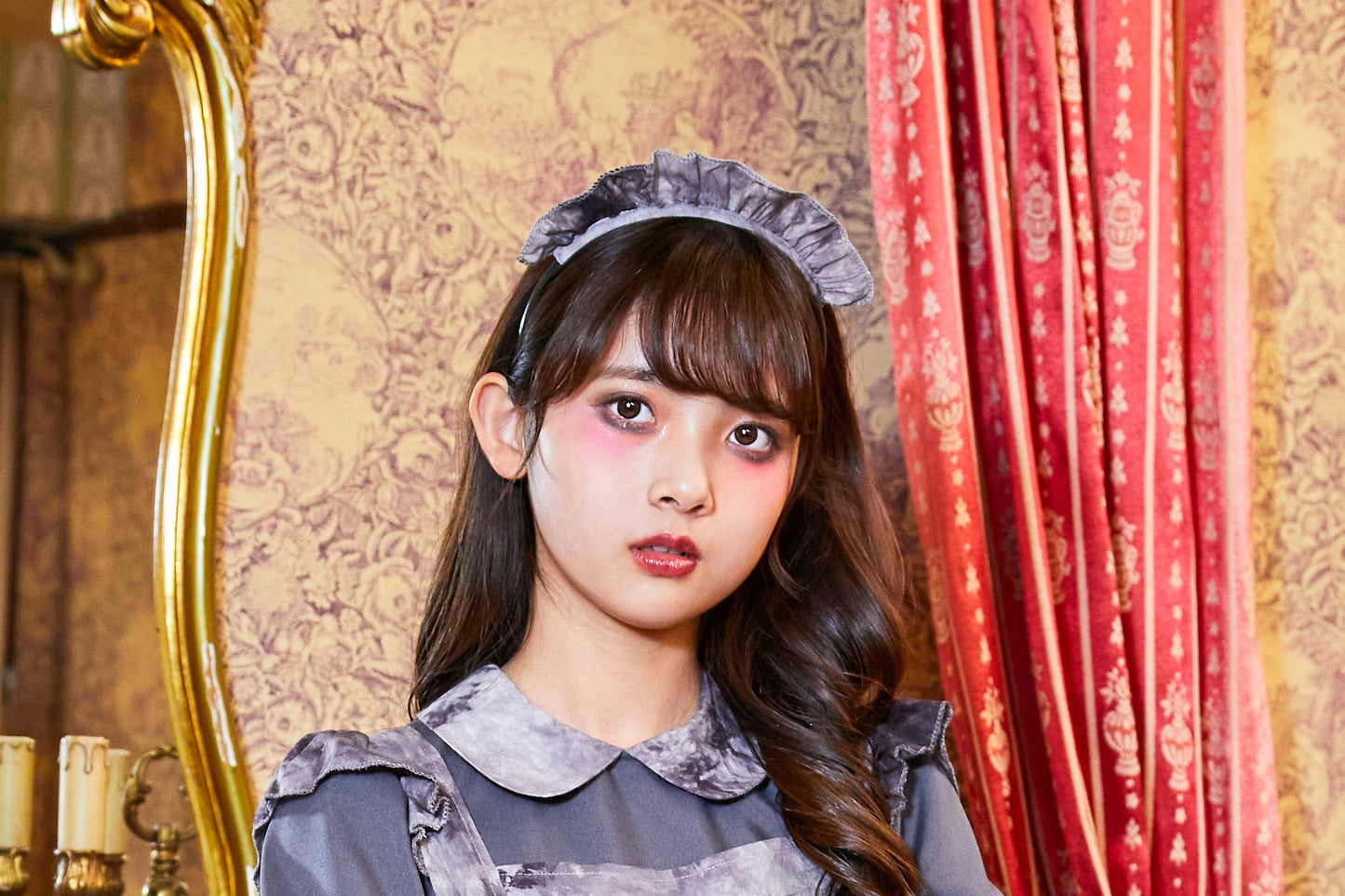 コスプレ ジュニア こども メイド服 COSCHU! ゴシックミニメイド 140～150cm グレー【クリアストーン】