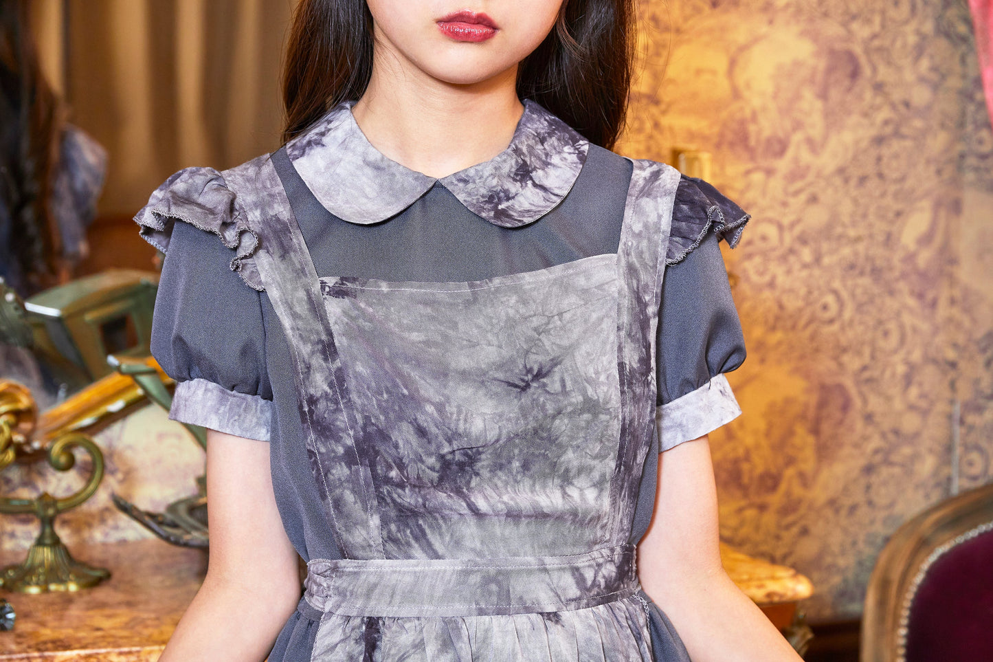 コスプレ ジュニア こども メイド服 COSCHU! ゴシックミニメイド 140～150cm グレー【クリアストーン】