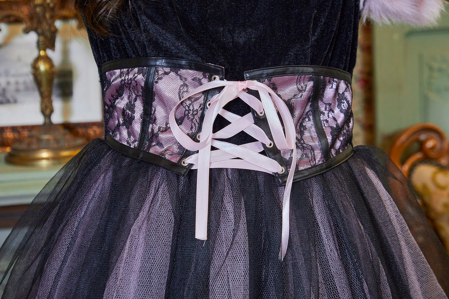 コスプレ ジュニア こども アニマル 黒猫 COSCHU! ストロベリーキャット 140～150cm ピンク【クリアストーン】