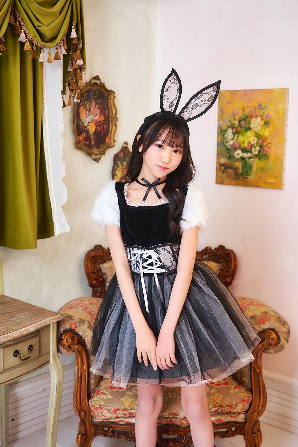 コスプレ ジュニア こども アニマル うさぎ COSCHU! バニララビット 140～150cm ホワイト【クリアストーン】