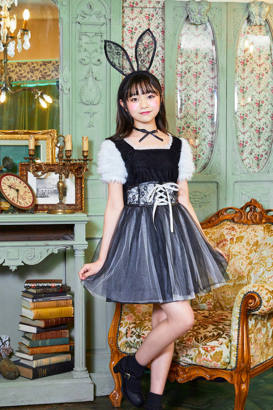 コスプレ ジュニア こども アニマル うさぎ COSCHU! バニララビット 140～150cm ホワイト【クリアストーン】