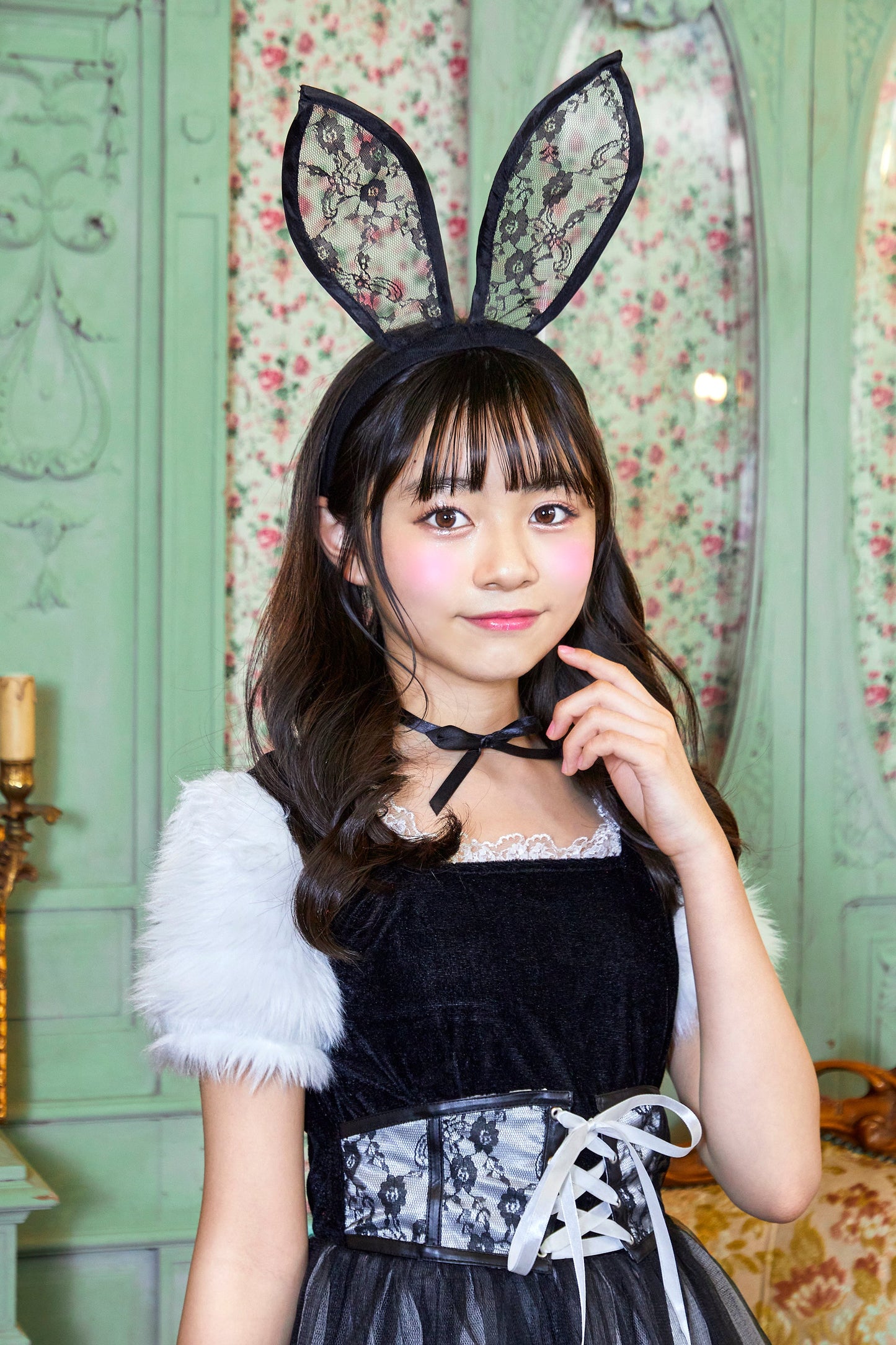 コスプレ ジュニア こども アニマル うさぎ COSCHU! バニララビット 140～150cm ホワイト【クリアストーン】