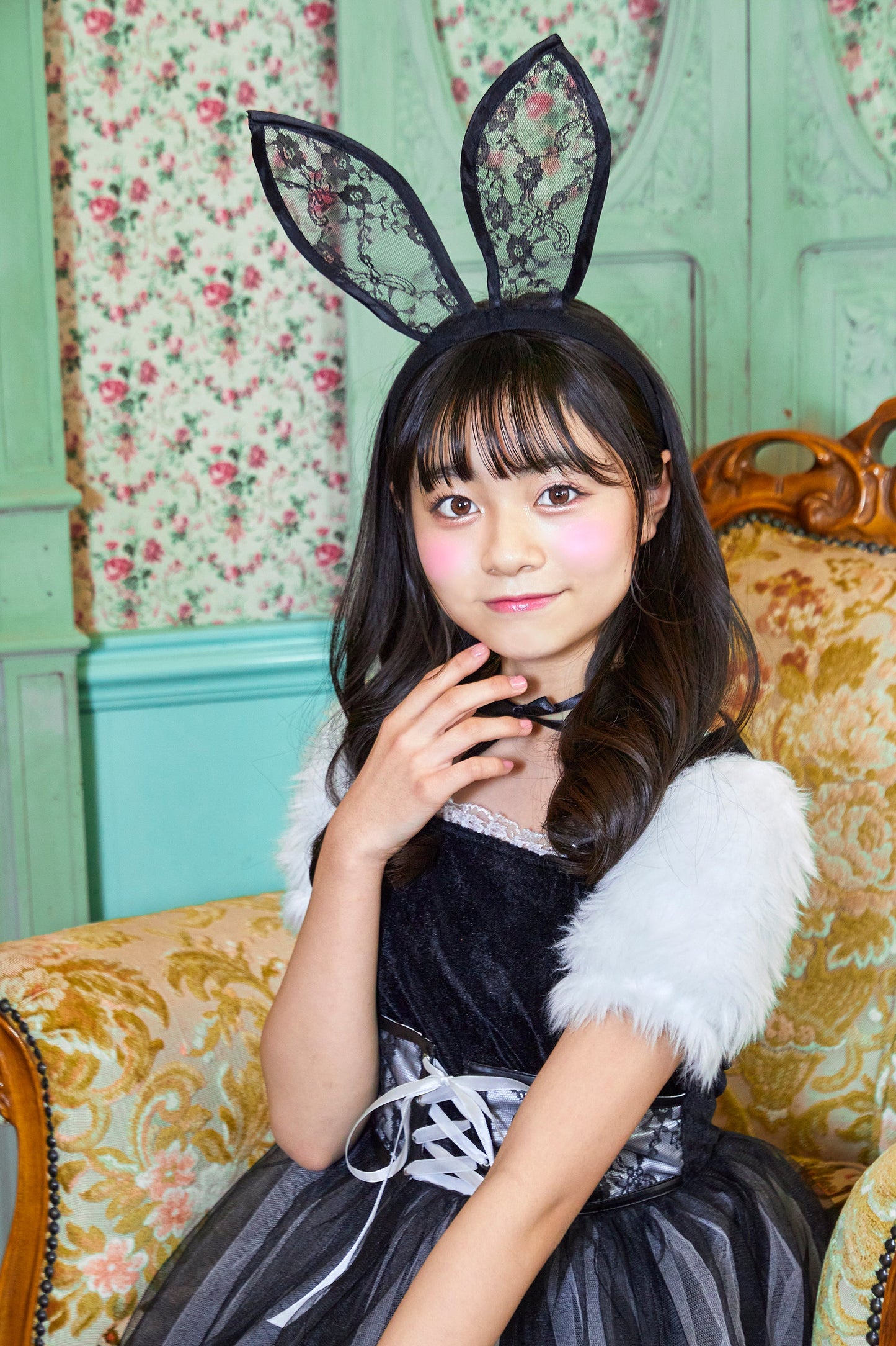 コスプレ ジュニア こども アニマル うさぎ COSCHU! バニララビット 140～150cm ホワイト【クリアストーン】