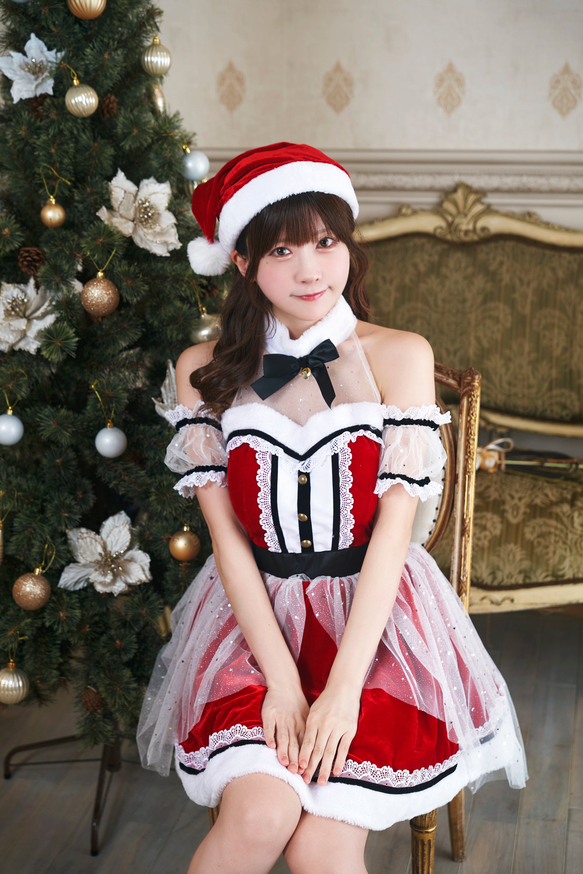 みゃこちゃん着用》 コスプレ クリスマス サンタ シャインドレスサンタ