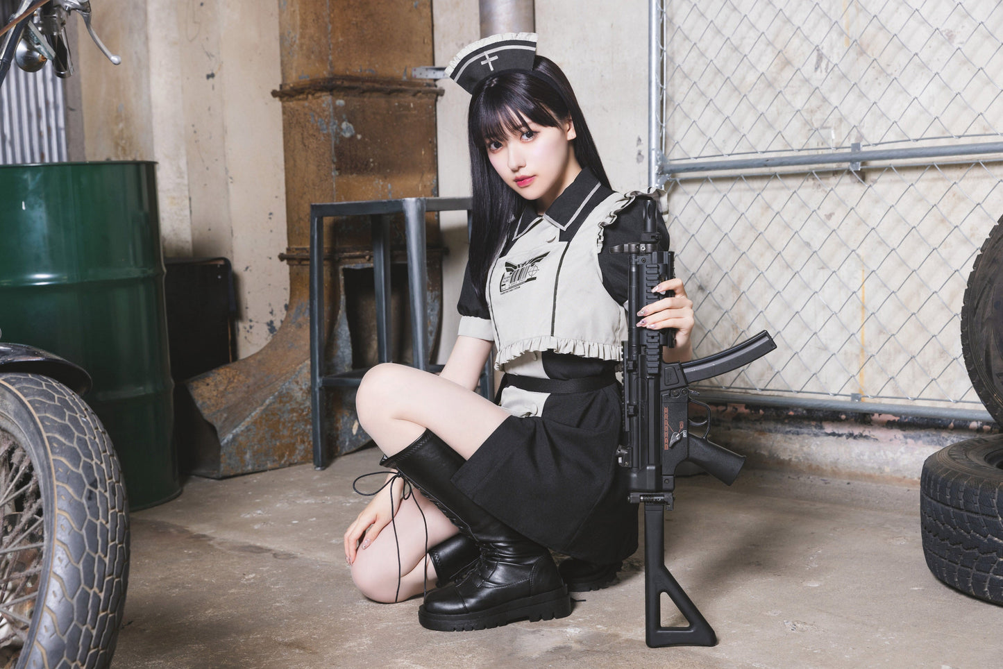 コスプレ 戦闘 サイバー モノキューレ ナース レディース フリーサイズ ブラック【クリアストーン】