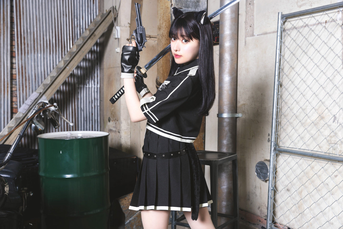 コスプレ 戦闘 黒猫 サイバー モノキューレ キャット レディース フリーサイズ ブラック【クリアストーン】