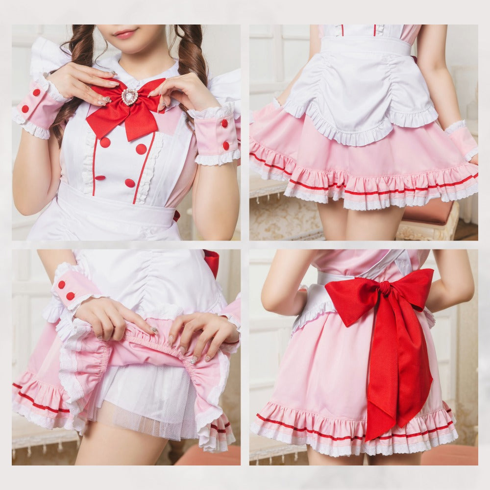 《ないるコラボ》コスプレ メイド 魔法少女 リリパレ マジカルリボンメイド レディース フリーサイズ ピンク【クリアストーン】