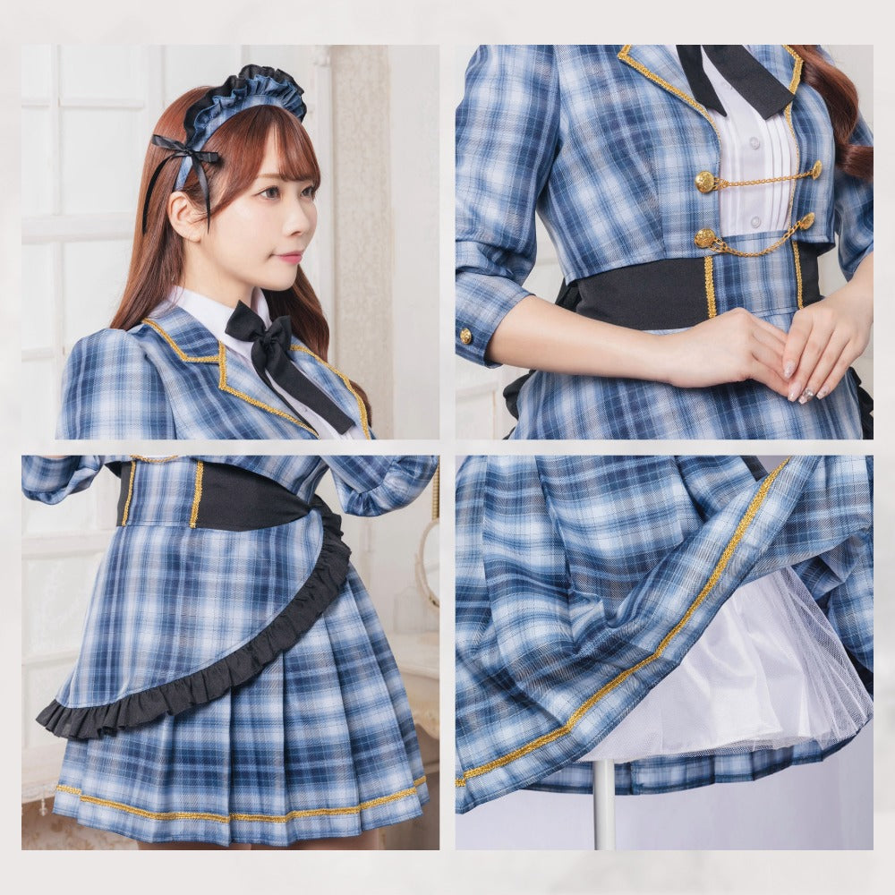 《ないるコラボ》コスプレ メイド リリパレ アイドルジャケットメイド レディース フリーサイズ ブルー/ピンク【クリアストーン】♡