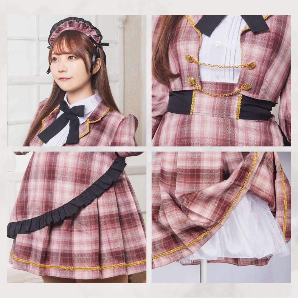 《ないるコラボ》コスプレ メイド リリパレ アイドルジャケットメイド レディース フリーサイズ ブルー/ピンク【クリアストーン】♡