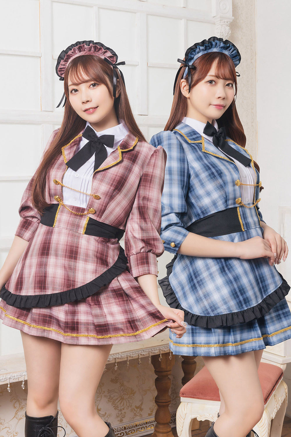 《ないるコラボ》コスプレ メイド リリパレ アイドルジャケットメイド レディース フリーサイズ ブルー/ピンク【クリアストーン】♡