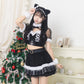 《JamsCollection着用》 コスプレ ねこ サンタ クリスマス リリパレ ルナキャット/アルテミスキャット レディース フリーサイズ ブラック/ホワイト 【クリアストーン】♡
