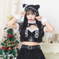 《JamsCollection着用》 コスプレ ねこ サンタ クリスマス リリパレ ルナキャット/アルテミスキャット レディース フリーサイズ ブラック/ホワイト 【クリアストーン】♡