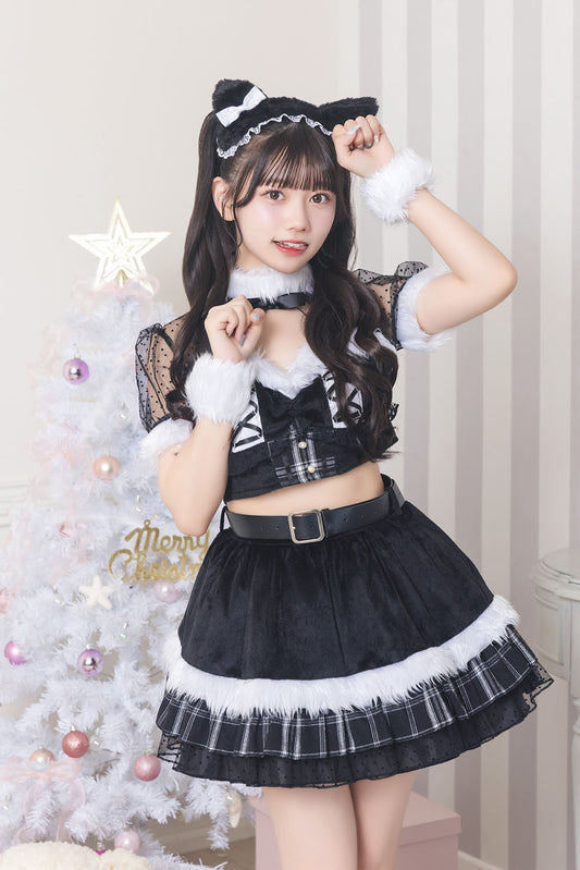 [New]《JamsCollection着用》コスプレ ねこ サンタ クリスマス リリパレ ルナキャット レディース フリーサイズ ブラック【クリアストーン】