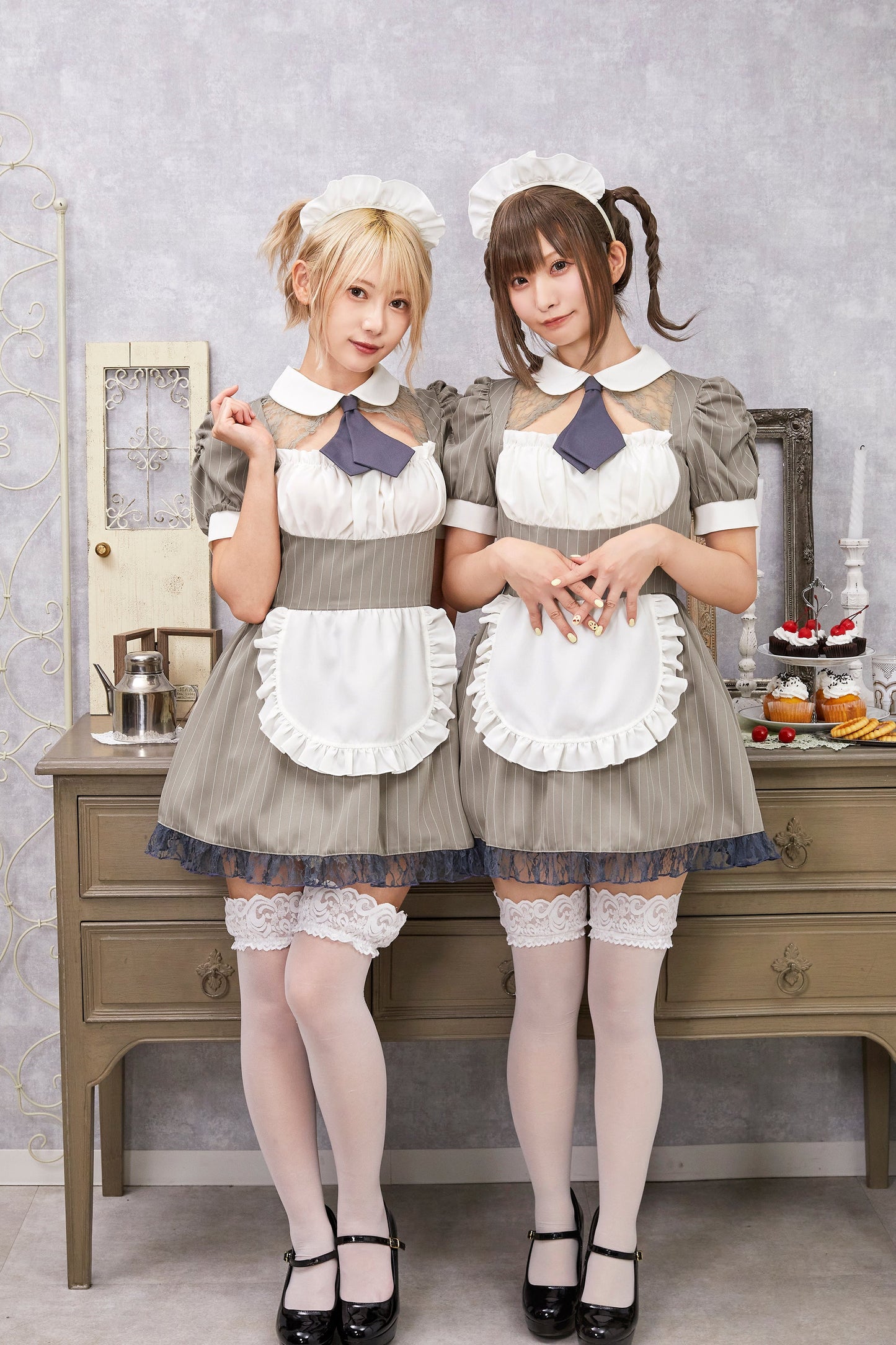 コスプレ メイド バレンタイン ミルクココアメイド レディース グレー 【クリアストーン】