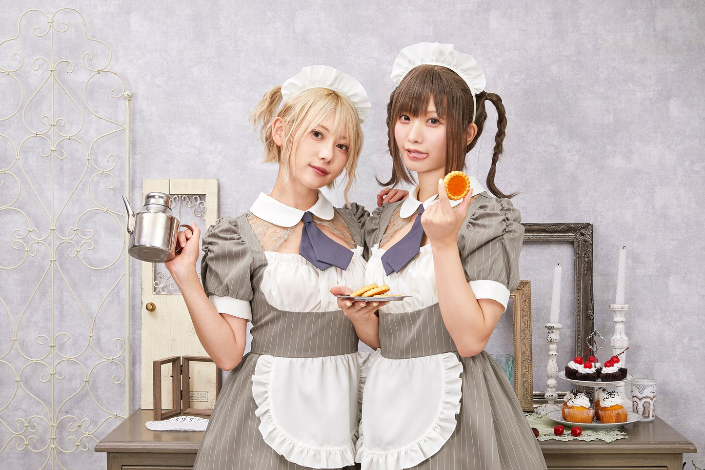 コスプレ メイド バレンタイン ミルクココアメイド レディース グレー 【クリアストーン】