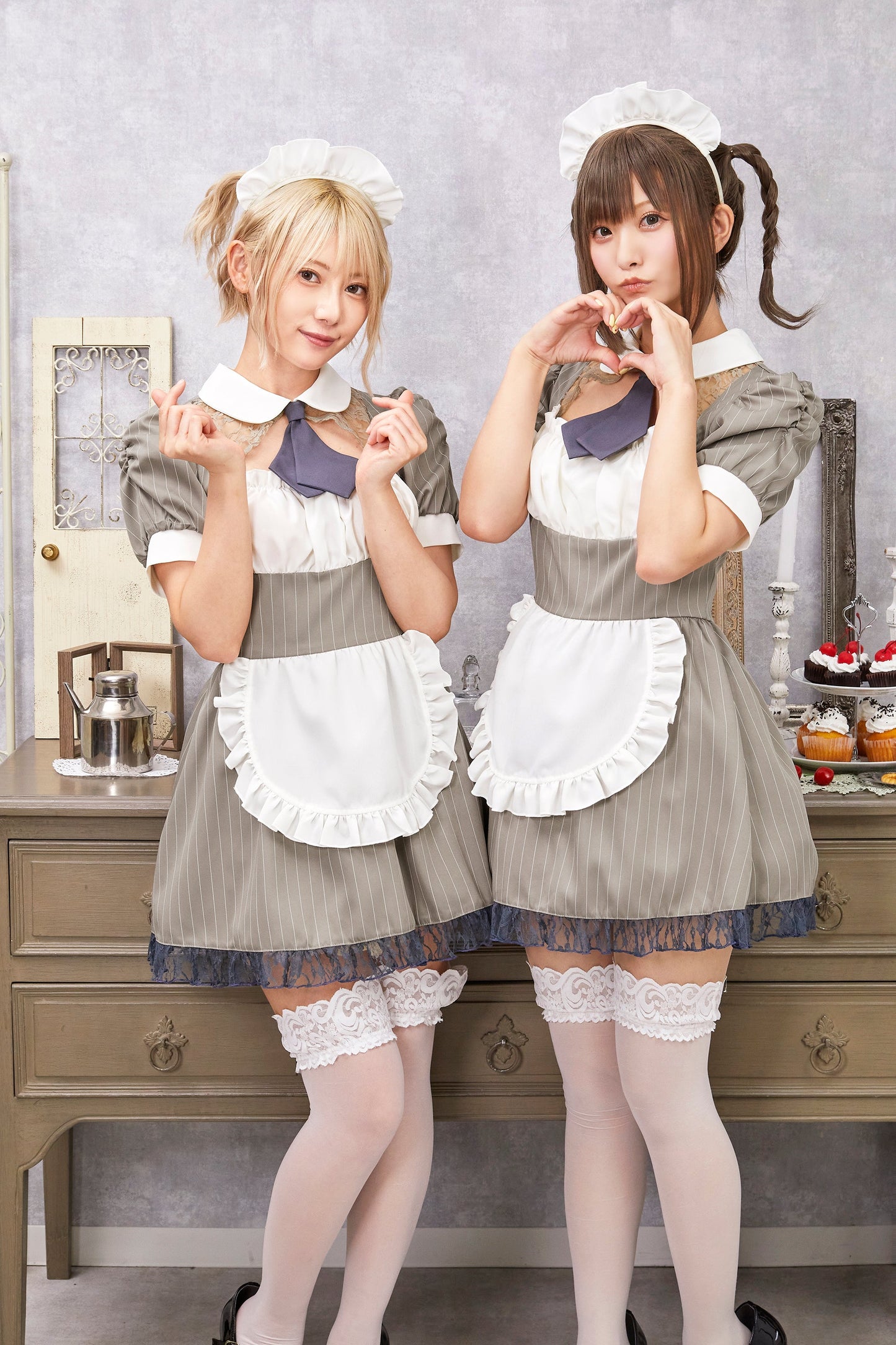 コスプレ メイド バレンタイン ミルクココアメイド レディース グレー 【クリアストーン】