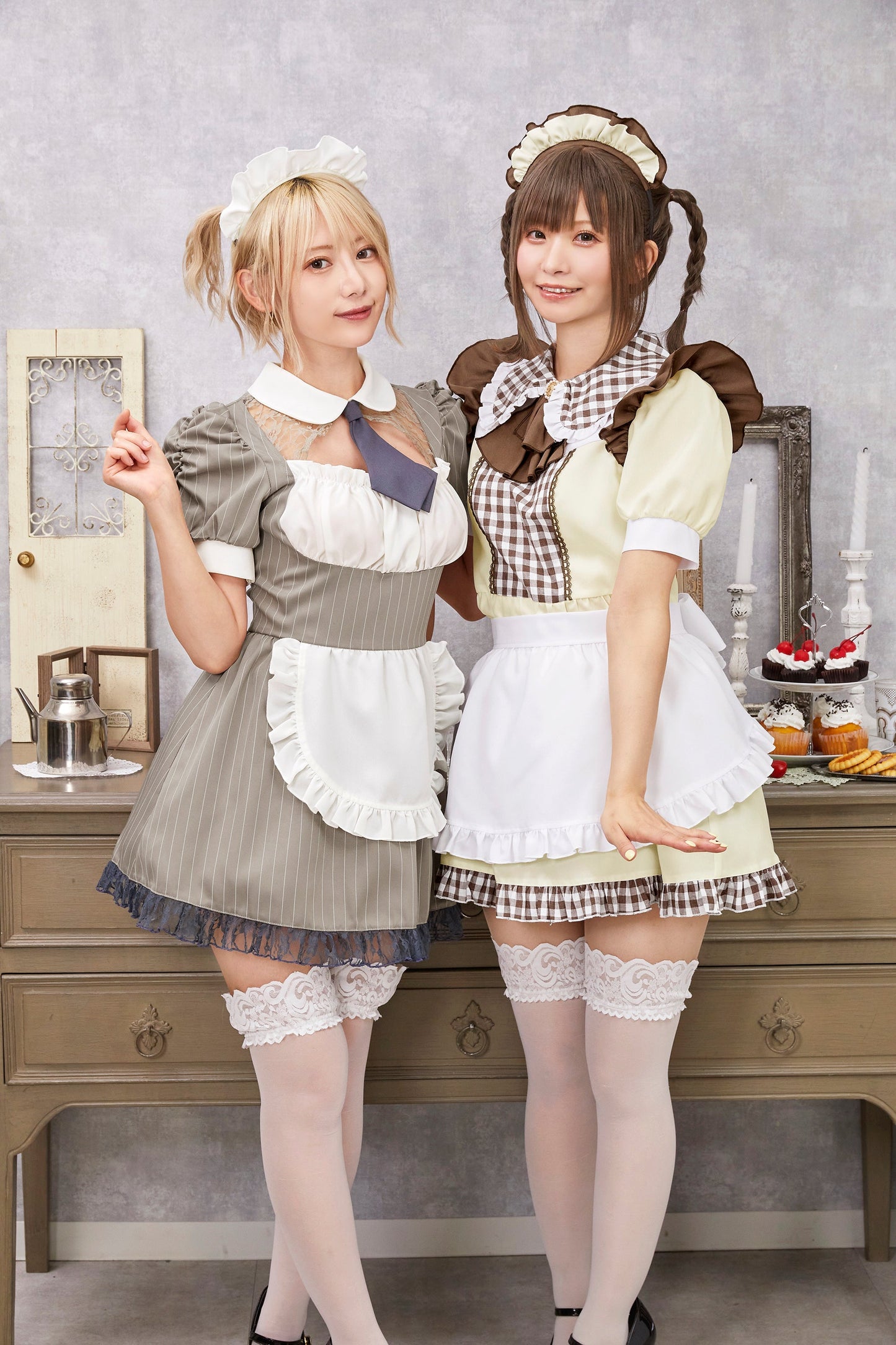 コスプレ メイド バレンタイン ミルクココアメイド レディース グレー 【クリアストーン】