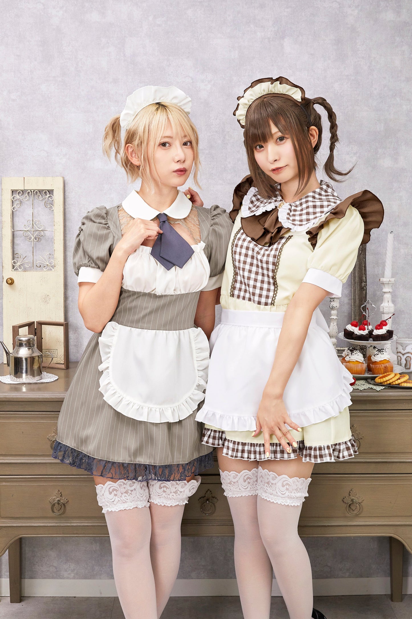 コスプレ メイド バレンタイン ミルクココアメイド レディース グレー 【クリアストーン】