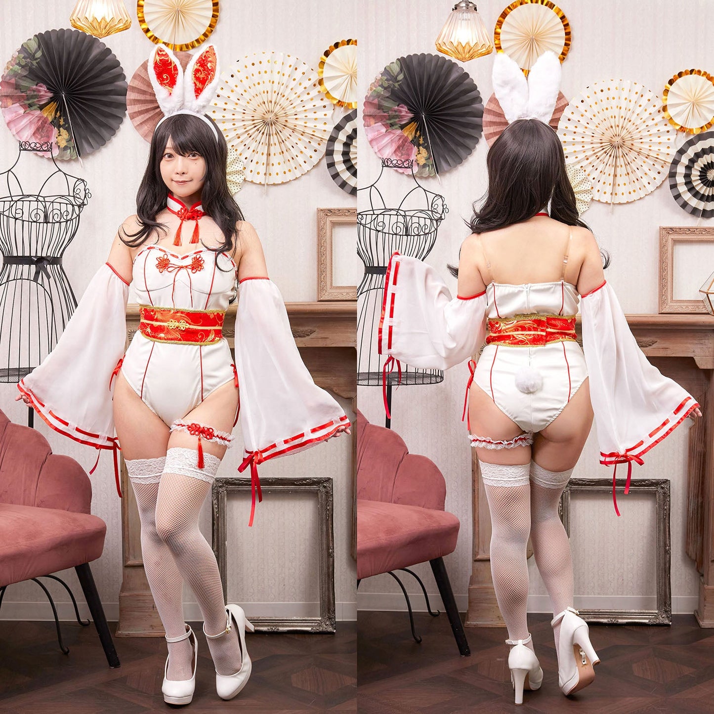 コスプレ 巫女 バニーガール シュガーウィップ 巫女バニー レディース フリーサイズ ホワイト【クリアストーン】