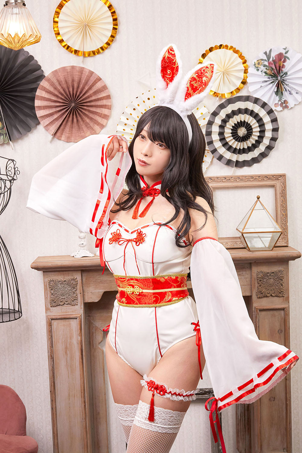 コスプレ 巫女 バニーガール シュガーウィップ 巫女バニー レディース フリーサイズ ホワイト【クリアストーン】