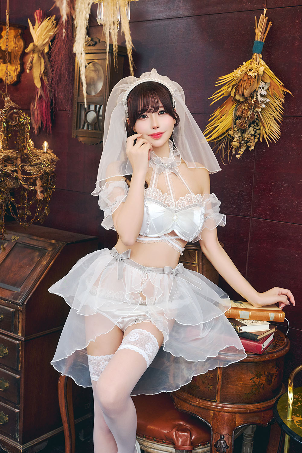 コスプレ 花嫁 ジューンブライド クリスタルブライド レディース フリーサイズ ホワイト×シルバー【クリアストーン】