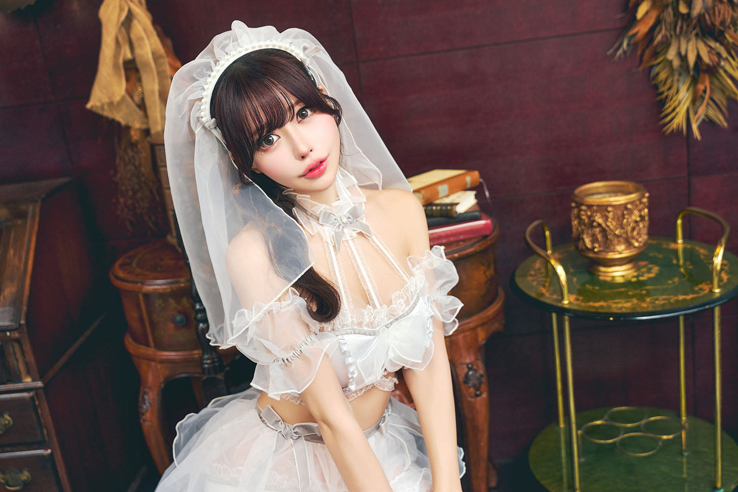 コスプレ 花嫁 ジューンブライド クリスタルブライド レディース フリーサイズ ホワイト×シルバー【クリアストーン】