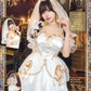 コスプレ 花嫁 ジューンブライド アンティークブライド レディース フリーサイズ ホワイト×ゴールド【クリアストーン】