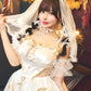 コスプレ 花嫁 ジューンブライド アンティークブライド レディース フリーサイズ ホワイト×ゴールド【クリアストーン】