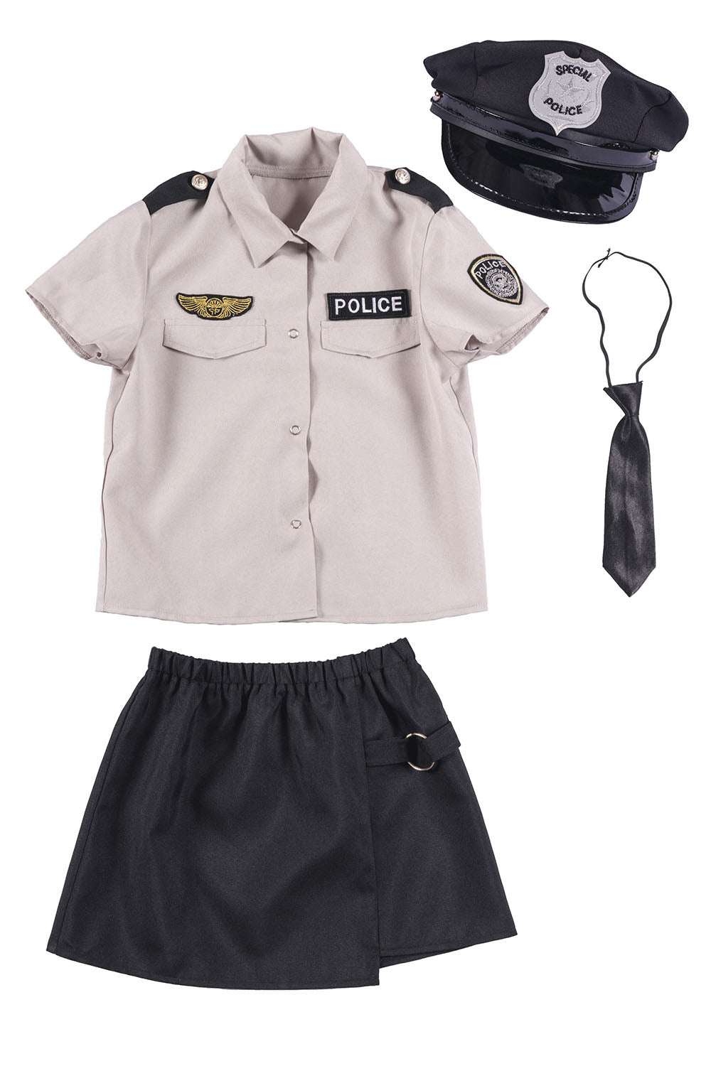 コスプレ キッズ こども ハロウィン グレイポリススカート 120/140cm グレー 【クリアストーン】