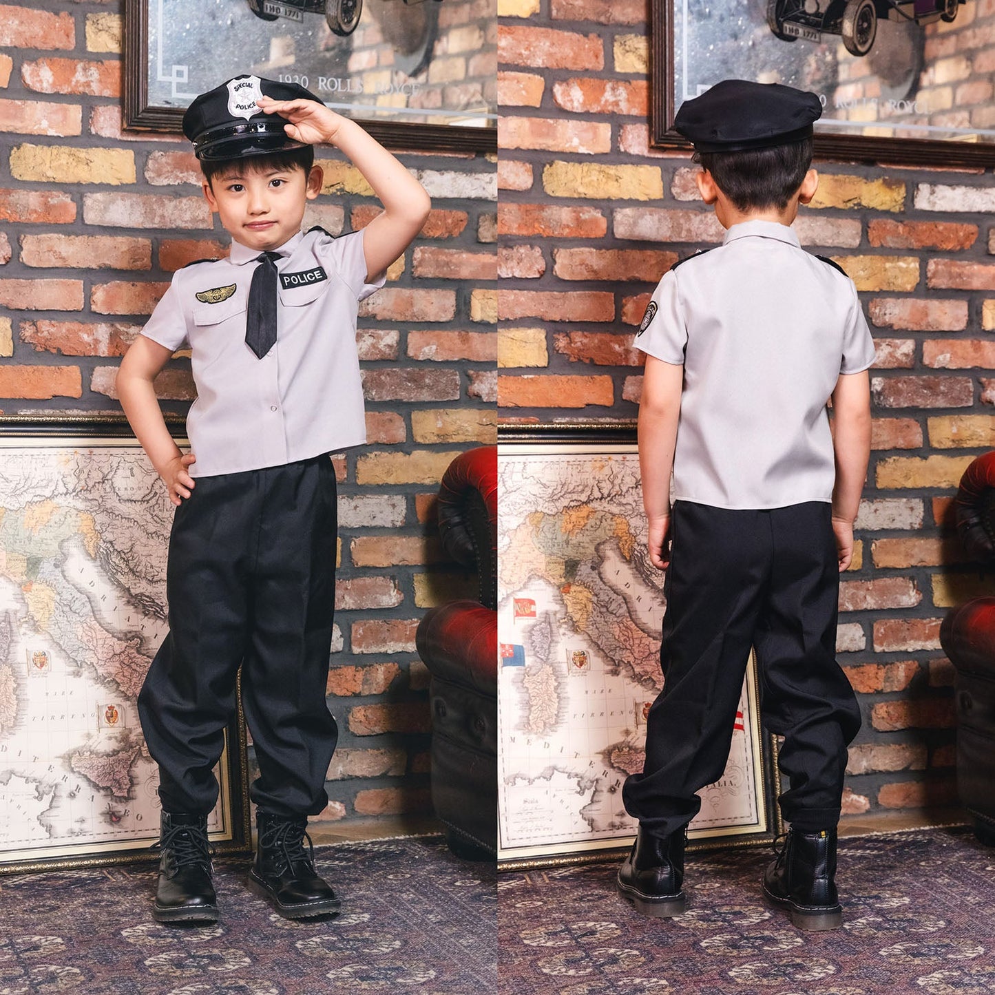 [New] コスプレ キッズ こども ハロウィン グレイポリスパンツ 120/140cm グレー 【クリアストーン】