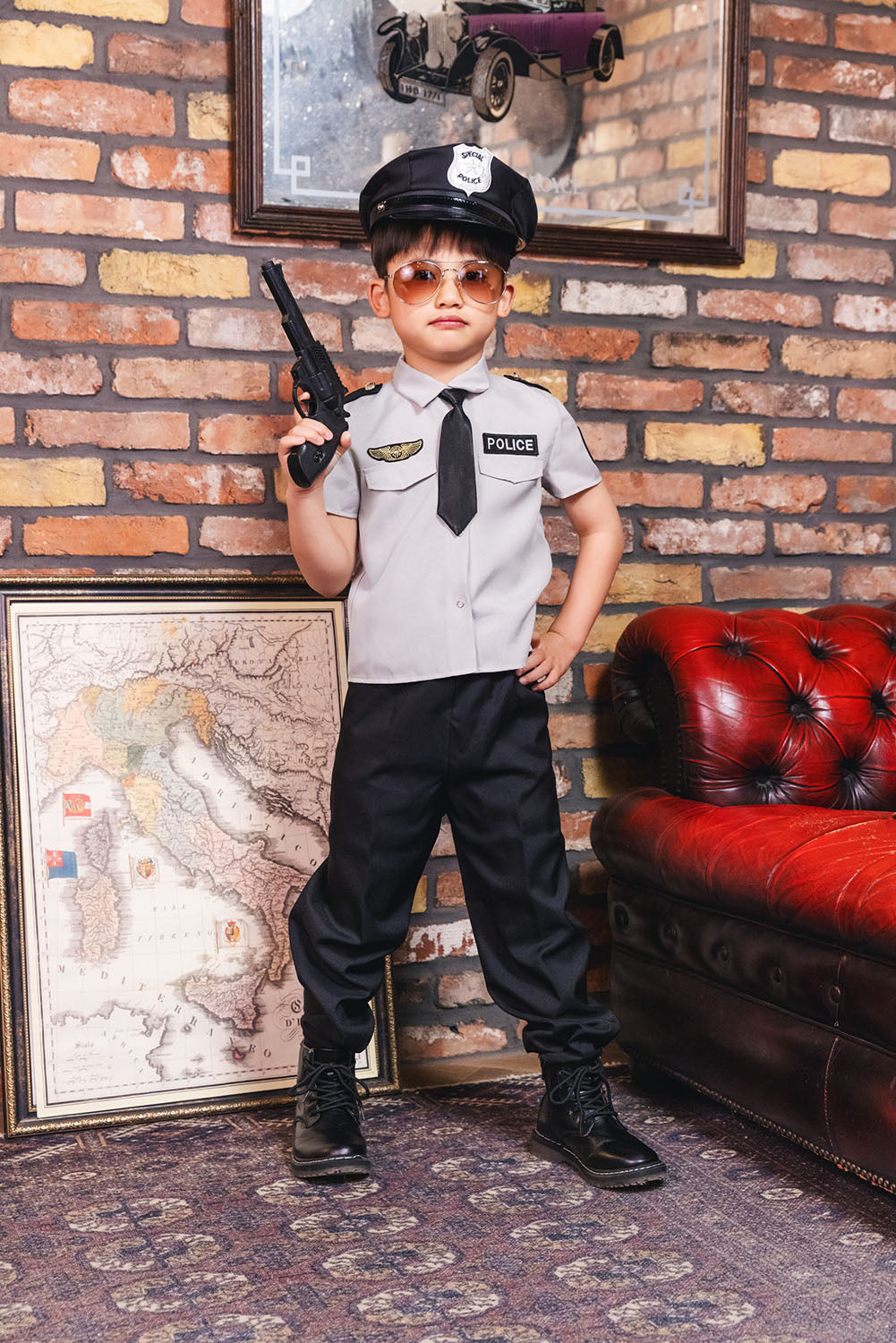 [New] コスプレ キッズ こども ハロウィン グレイポリスパンツ 120/140cm グレー 【クリアストーン】