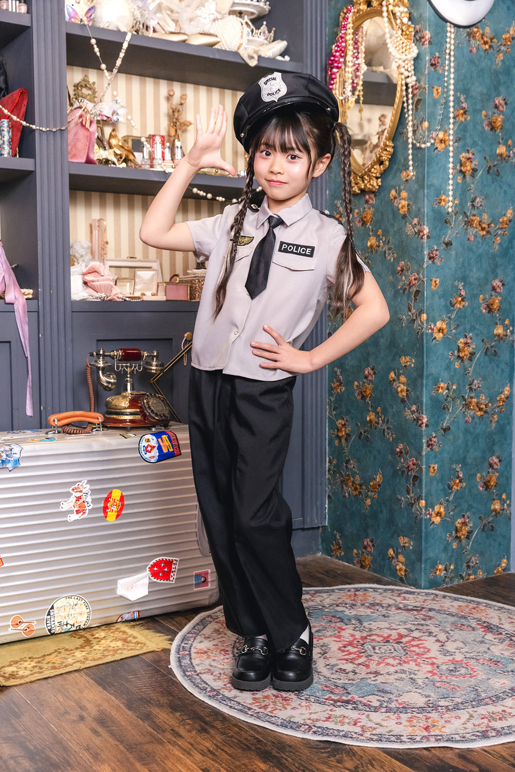 [New] コスプレ キッズ こども ハロウィン グレイポリスパンツ 120/140cm グレー 【クリアストーン】